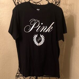 PINK Victoria's Secret Black Tee with White Logo M NWT
